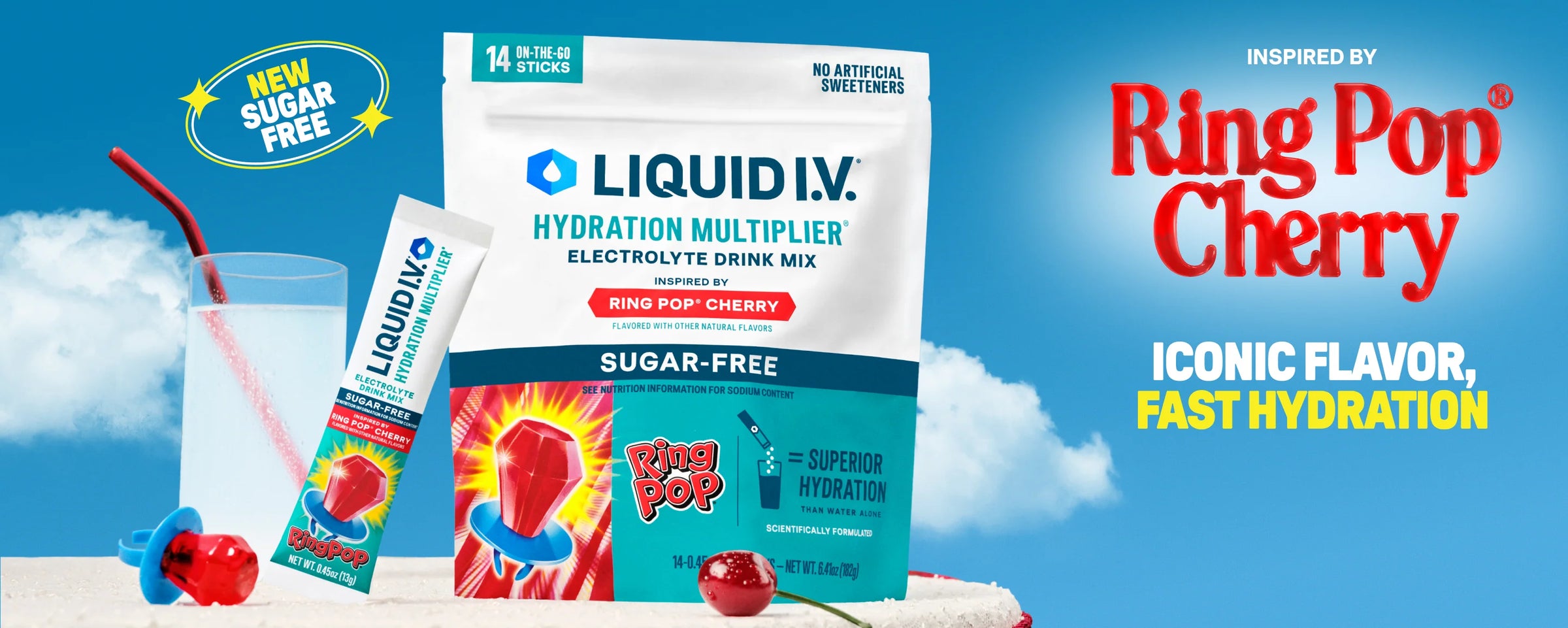 Ring Pop® Cherry Hydration Multiplier® Sugar-Free - Bright Daily Pick Sip